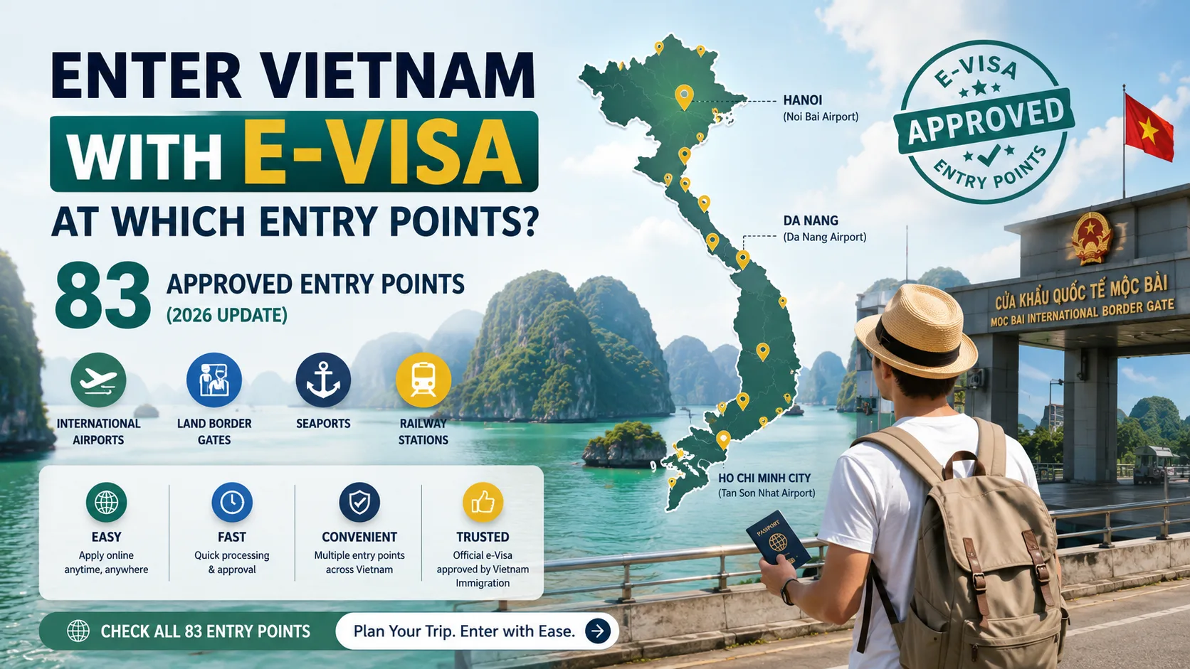 Nhập cảnh Việt Nam bằng E-Visa ở cửa khẩu nào? 83 cửa khẩu được duyệt (2026)