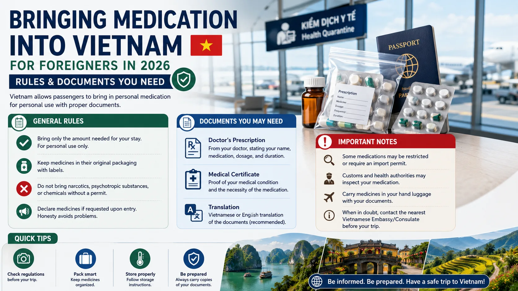 Mang thuốc men vào Việt Nam cho người nước ngoài 2026: quy định & giấy tờ cần có